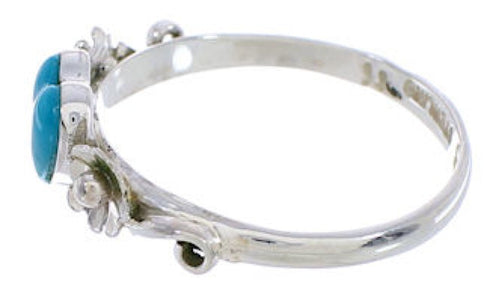 Genuine Sterling Silver Turquoise Heart Flower Ring Size 5-1/4 UX34891
